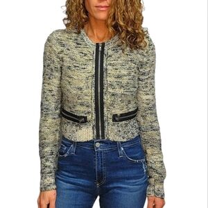 Free People Woven Cotton Zip Cardigan Size XX Small Brown Creme